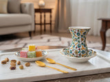Handmade Turkish Tea Cups & Saucers with Gold Accent