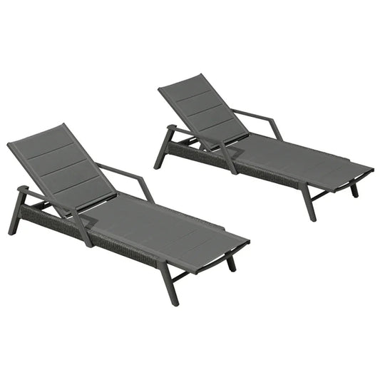 PURPLE LEAF Sanori Outdoor Chair Chaise Lounge Sun Lounges Aluminum Poolside Adjustable Reclining Patio Set of 2