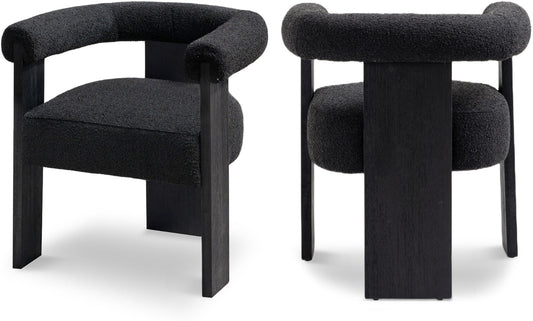 Barrel Mid-Century Dining Chair - Elegant Solid Wood Frame with Luxe Boucle for Modern Spaces