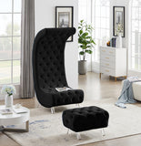Crescent Contemporary Ottoman - Chic Velvet Seating with Deep Button Tufting and Acrylic Legs