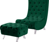 Crescent Modern Accent Chair with Soft Velvet Upholstery and Chic Acrylic Legs for Stylish Spaces