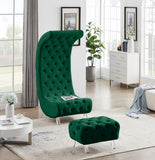 Crescent Contemporary Ottoman - Chic Velvet Seating with Deep Button Tufting and Acrylic Legs