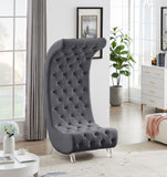 Crescent Modern Accent Chair with Soft Velvet Upholstery and Chic Acrylic Legs for Stylish Spaces
