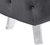 Crescent Contemporary Ottoman - Chic Velvet Seating with Deep Button Tufting and Acrylic Legs