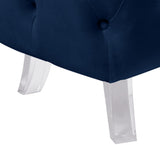 Crescent Contemporary Ottoman - Chic Velvet Seating with Deep Button Tufting and Acrylic Legs