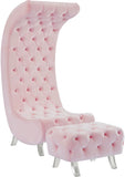 Crescent Modern Accent Chair with Soft Velvet Upholstery and Chic Acrylic Legs for Stylish Spaces