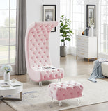 Crescent Contemporary Ottoman - Chic Velvet Seating with Deep Button Tufting and Acrylic Legs