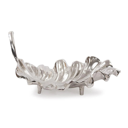 Calathea Leaf Polished Silver Sculpture- Large