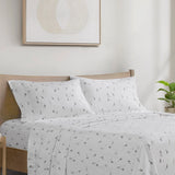 Winter Flannel Cotton Sheet Set, Ski, Light Grey
