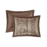 5 Piece Reversible Jacquard Bedspread Set, Brown/Gold