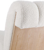 Swoon Contemporary Faux Sheepskin Accent Chair with Deep Channel Tufting and Sturdy Oak Frame