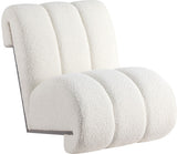 Swoon Contemporary Faux Sheepskin Accent Chair with Deep Channel Tufting and Sturdy Oak Frame