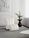 Swoon Contemporary Faux Sheepskin Accent Chair with Deep Channel Tufting and Sturdy Oak Frame