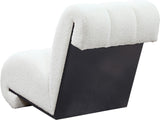 Swoon Contemporary Faux Sheepskin Accent Chair with Deep Channel Tufting and Sturdy Oak Frame