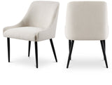 Camden Dining Chair Set of 2 - Luxurious Upholstered Comfort with Durable Matte Black Metal Legs