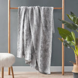 Soft Faux Fur Mink Reversible Blanket, Grey