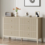 Wholesale Beige 6 Drawer Dresser, Fluted Modern Wood Dresser