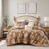 7 Piece Vintage Floral Comforter Set, Terracotta