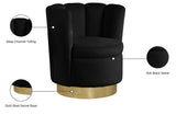 Lily Contemporary Accent Chair with Elegant Curved Design and Gold Steel Swivel Base for Style