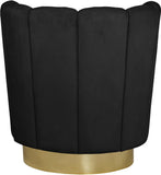 Lily Contemporary Accent Chair with Elegant Curved Design and Gold Steel Swivel Base for Style