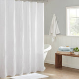 Medium Weight Waffle Weave Cotton Shower Curtain, White