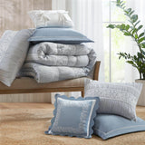 7 Piece Shabby Chic Comforter Set, Blue