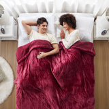 Heated Plush and Berber Electric Bedding Blanket, Red