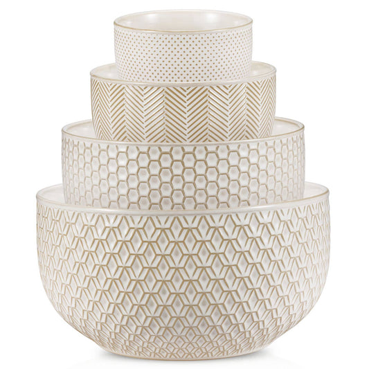Kook Ceramic Nesting Bowls Set of 4, Ivory