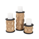 Robin Baron Winfield Wooden Candle Holder- Large