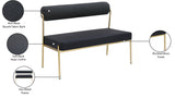 Carly Bench - Contemporary Vegan Leather Seat with Boucle Back and Durable Brushed Brass Frame