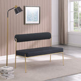 Carly Bench - Contemporary Vegan Leather Seat with Boucle Back and Durable Brushed Brass Frame
