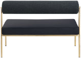 Carly Bench - Contemporary Vegan Leather Seat with Boucle Back and Durable Brushed Brass Frame