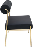 Carly Bench - Contemporary Vegan Leather Seat with Boucle Back and Durable Brushed Brass Frame