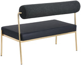 Carly Bench - Contemporary Vegan Leather Seat with Boucle Back and Durable Brushed Brass Frame