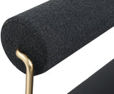 Carly Bench - Contemporary Vegan Leather Seat with Boucle Back and Durable Brushed Brass Frame