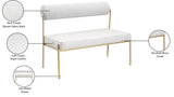 Carly Bench - Contemporary Vegan Leather Seat with Boucle Back and Durable Brushed Brass Frame