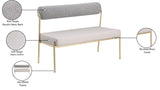 Carly Bench - Contemporary Vegan Leather Seat with Boucle Back and Durable Brushed Brass Frame