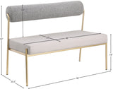 Carly Bench - Contemporary Vegan Leather Seat with Boucle Back and Durable Brushed Brass Frame
