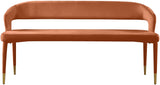 Destiny Contemporary Velvet Bench with Gold Tipped Legs - Stylish Extra Seating for Your Home
