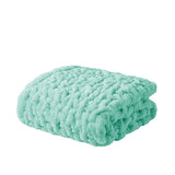 Ruched 50x60" Throw Blanket, Aqua Blue Green