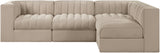 Rummi - Velvet Performance Fabric Upholstered 4 Piece Modular Sectional