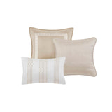 7-pcs Diagonal Stripes Raised Jacquard Comforter Set, Beige