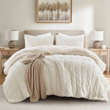 Cable Knit Chenille in Sherpa Reverse Comforter Set, Ivory