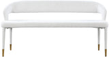 Destiny Cream Boucle Upholstered Bench with Gold Tipped Legs - Stylish Contemporary Seating Option