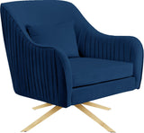 Paloma Cognac Velvet Accent Chair with Gold Swivel Base - Plush Comfort for Modern Living Spaces