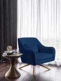 Paloma Cognac Velvet Accent Chair with Gold Swivel Base - Plush Comfort for Modern Living Spaces