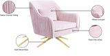 Paloma Cognac Velvet Accent Chair with Gold Swivel Base - Plush Comfort for Modern Living Spaces