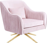Paloma Cognac Velvet Accent Chair with Gold Swivel Base - Plush Comfort for Modern Living Spaces