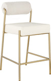Carly Contemporary Counter Stool with Plush Seating and Durable Brushed Brass Frame for Dining Spaces