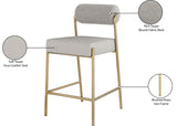 Carly Contemporary Counter Stool with Plush Seating and Durable Brushed Brass Frame for Dining Spaces